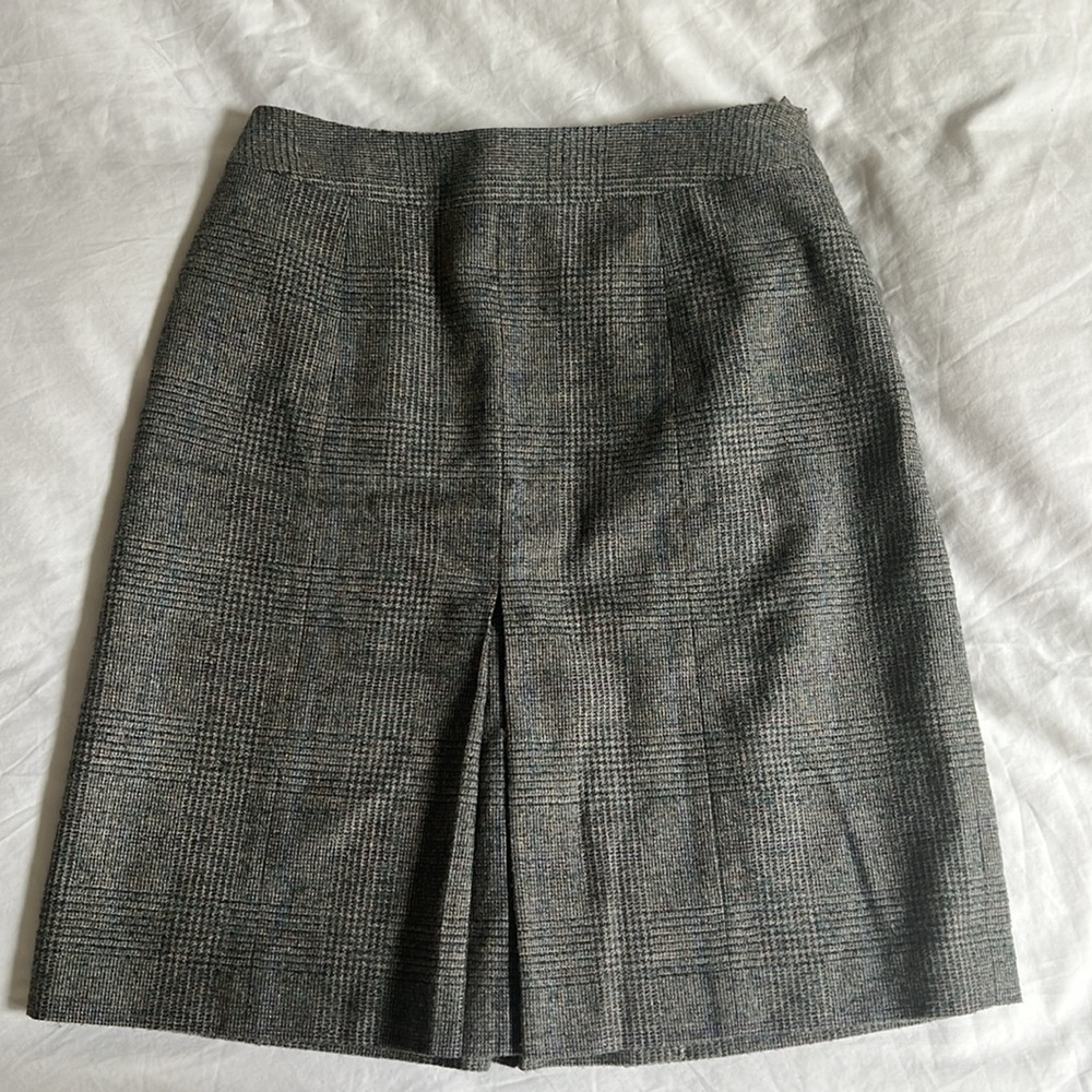 Brooks Brothers Houndstooth Pleated Wool Skirt